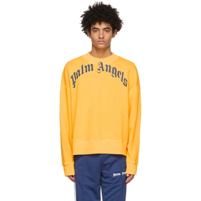 Palm Angels Yellow Vintage Curved Logo Sweatshirt