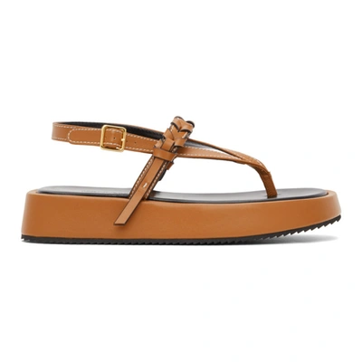 Jw Anderson Braid-trim Flatform Sandals In Brown