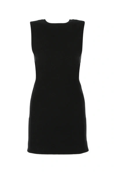 Saint Laurent Back Bow Sleeveless Mini Dress In Black