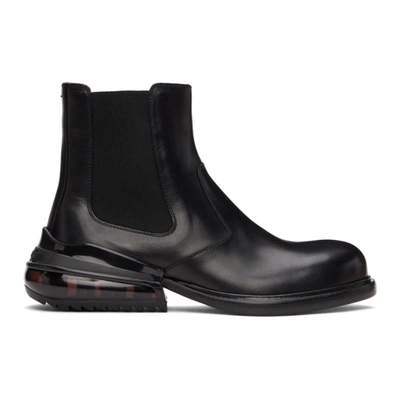 Maison Margiela Chunky Heel Leather Chelsea Boots In Black
