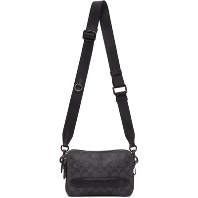 Coach Grey Signature Charter Cross Body Bag In Charcoal