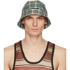 MSGM GREEN & BLUE CHECK PRINT CLOCHE BUCKET HAT