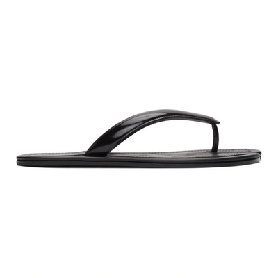 Maison Margiela Green Patent Tabi Flip Flops In Black