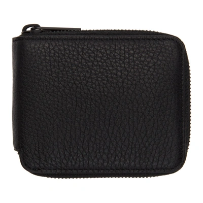 Maison Margiela Black Deerskin Zip-around Wallet In Blue