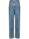 PLEAT-DETAIL STRAIGHT-LEG JEANS