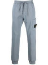 Stone Island Side Pocket Cotton Fleece Sweatpants In Light Blue