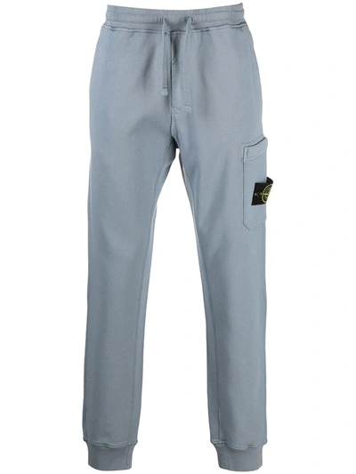 Stone Island Side Pocket Cotton Fleece Sweatpants In Light Blue