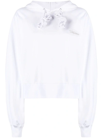 We11 Done Logo-embroidered Cropped Hoodie In White