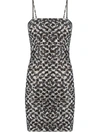 Misbhv Black & Beige Monogram Spaghetti Mini Dress In Black