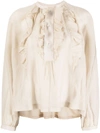 SEMICOUTURE RUFFLE FRONT BLOUSE
