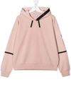 MONCLER COTTON PINK LOGO TRIM HOODIE