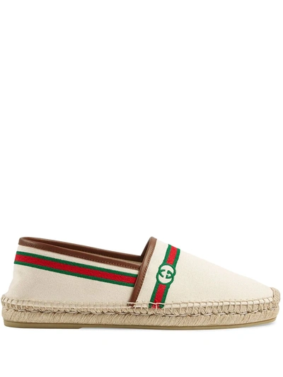 Gucci Gg-embroidered Canvas Espadrilles In Nude & Neutrals