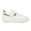 NIKE WHITE & ORANGE AIR FORCE 1 SHADOW SNEAKERS