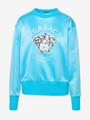 Versace Light Blue Embroidered Medusa Crew Neck Sweatshirt