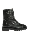 Stuart Weitzman Jesse Lift Studded Ankle Boots In Black Leather