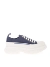 Alexander Mcqueen Tread Slick Sneakers In Blue Canvas