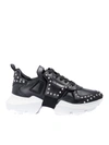 LES HOMMES STUDDED LEATHER SNEAKERS IN BLACK