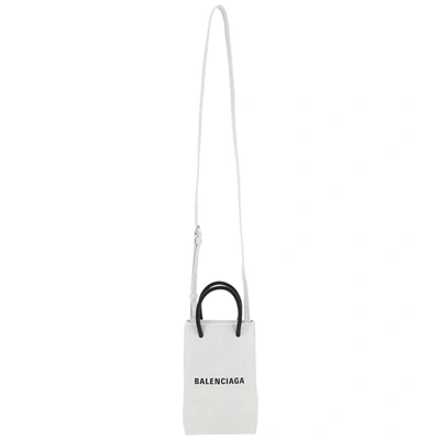 Balenciaga Women's Leather Cross-body Messenger Shoulder Bag Phone Holder In White