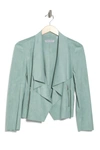 Bagatelle Faux-suede Drape-front Jacket In Seafoam