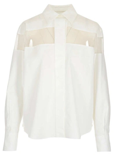 Valentino Sheer Panelled Shirt In White