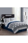 Vcny Home Beckham Blue Damask Bed-in-a-bag Comforter Set In Blue