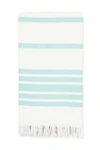 Linum Home 100% Turkish Cotton Herringbone Pestemal Beach Towel In Soft Aqua-white