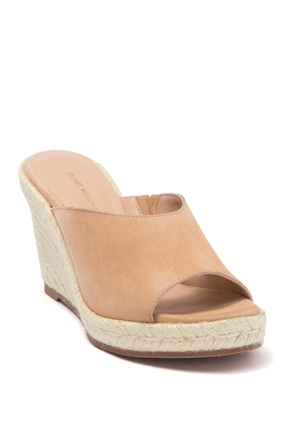 Stuart Weitzman Wonda Espadrille Wedge Mule In Adobe