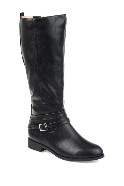 Journee Collection Womens Ivie Extra Wide Calf Stacked Heel Zip Riding Boots In Black