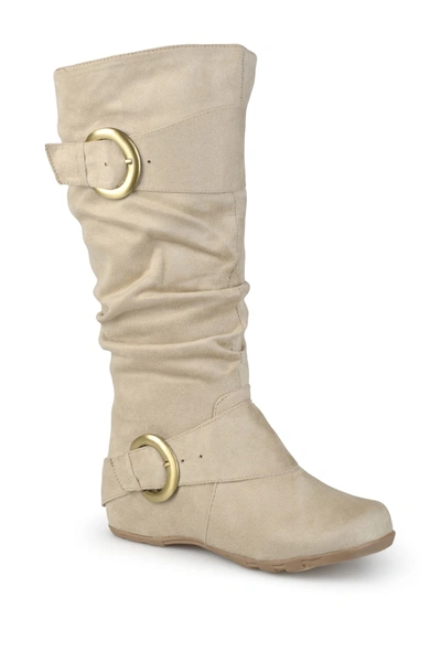 Journee Collection Jester Side Buckle Tall Boot In Stone
