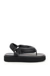 Miu Miu 40mm Padded Leather Thong Sandals In Nero