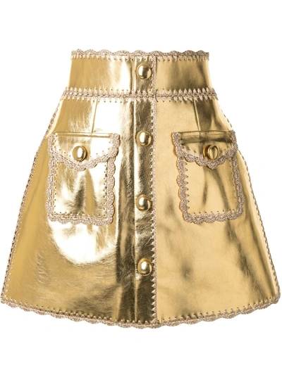 Alice Mccall Cool Cat 金属感半身裙 In Gold