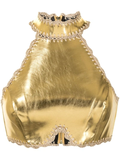 Alice Mccall Cool Cat Metallic Cropped Top In Gold
