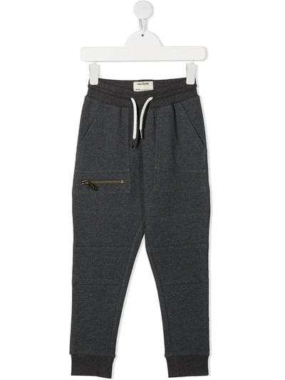 Zadig & Voltaire Kids' Logo-patch Drawstring Track Trousers In Grey