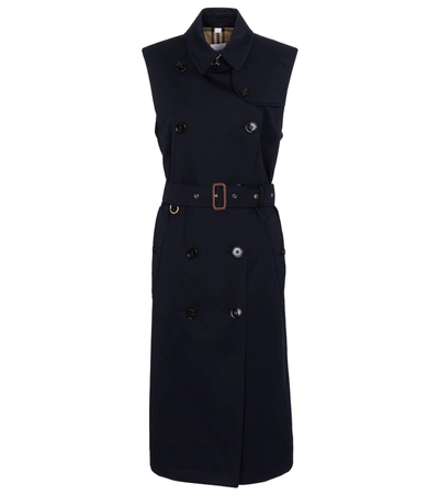 Burberry Cotton Trench Midi Dress In Blue