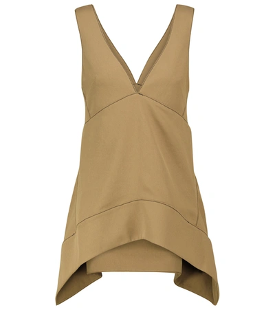 Proenza Schouler White Label Plunge Rumpled Pique Top In Green