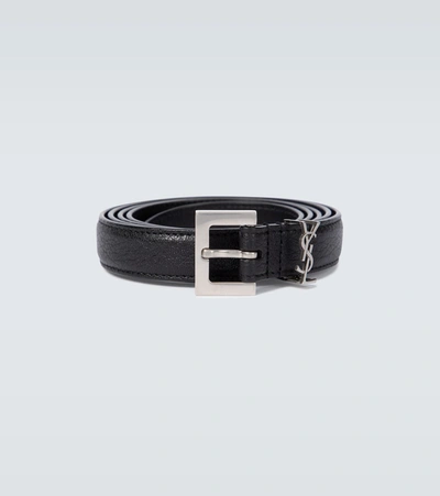 Saint Laurent Ysl Leather Belt In Black