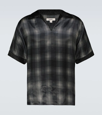 Phipps Check-print Cupro Polo Shirt In Black