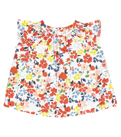 Bonpoint Baby Noelle Floral Cotton Blouse In Red