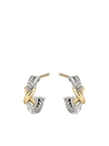David Yurman Sterling Silver & 18k Yellow Gold Petite X Mini Hoop Earrings