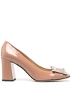 SERGIO ROSSI EMBELLISHED PATENT PUMPS