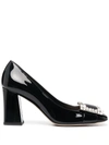 Sergio Rossi Embellished Patent Pumps In Black