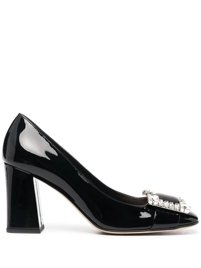 Sergio Rossi Embellished Patent Pumps In Black