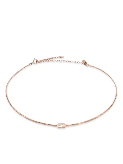 Fendi Baguette Logo Chain Necklace In Rose