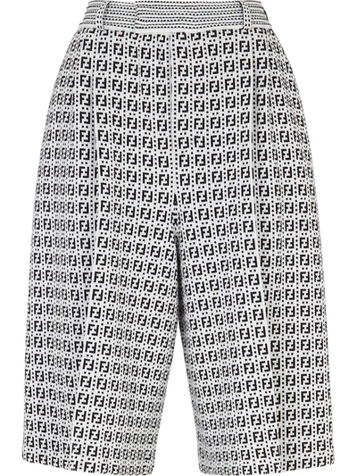 Fendi Ff-motif Satraight-leg Bermuda Shorts In White