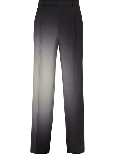 Fendi Graduated Print Front Pleat Trousers In Nero