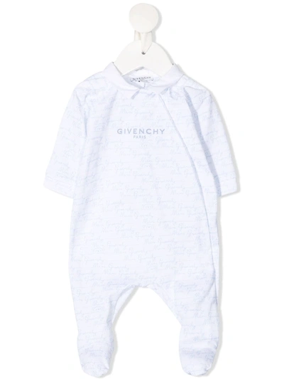 Givenchy Babies' Logo印花连体睡衣 In White