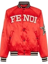 Fendi Multi-patch Bomber Jacket In Red