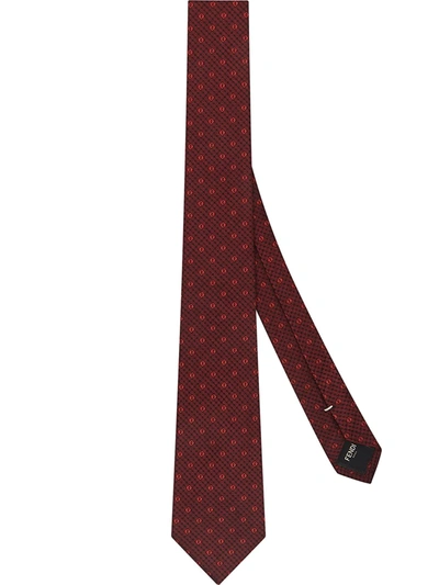 Fendi Patterned Jacquard Ff-logo Tie In Red