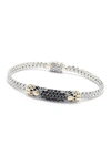 Samuel B Jewelry Samuel B. Sterling Silver & 18k Gold Pave Black Spinel Tulang Naga Bracelet In Silver And Gold