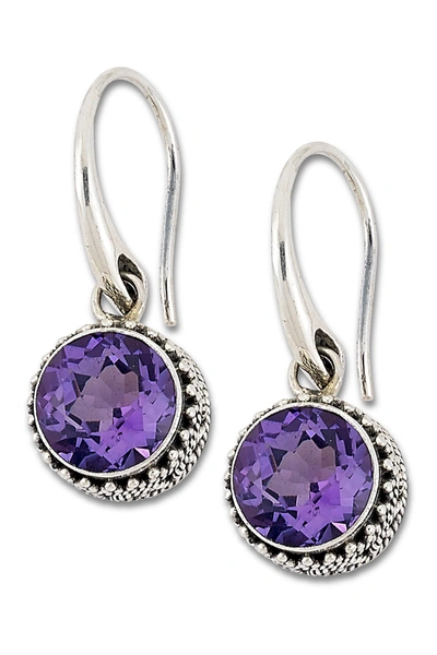Samuel B Jewelry Sterling Silver Filigree Amethyst Drop Earrings In Purple